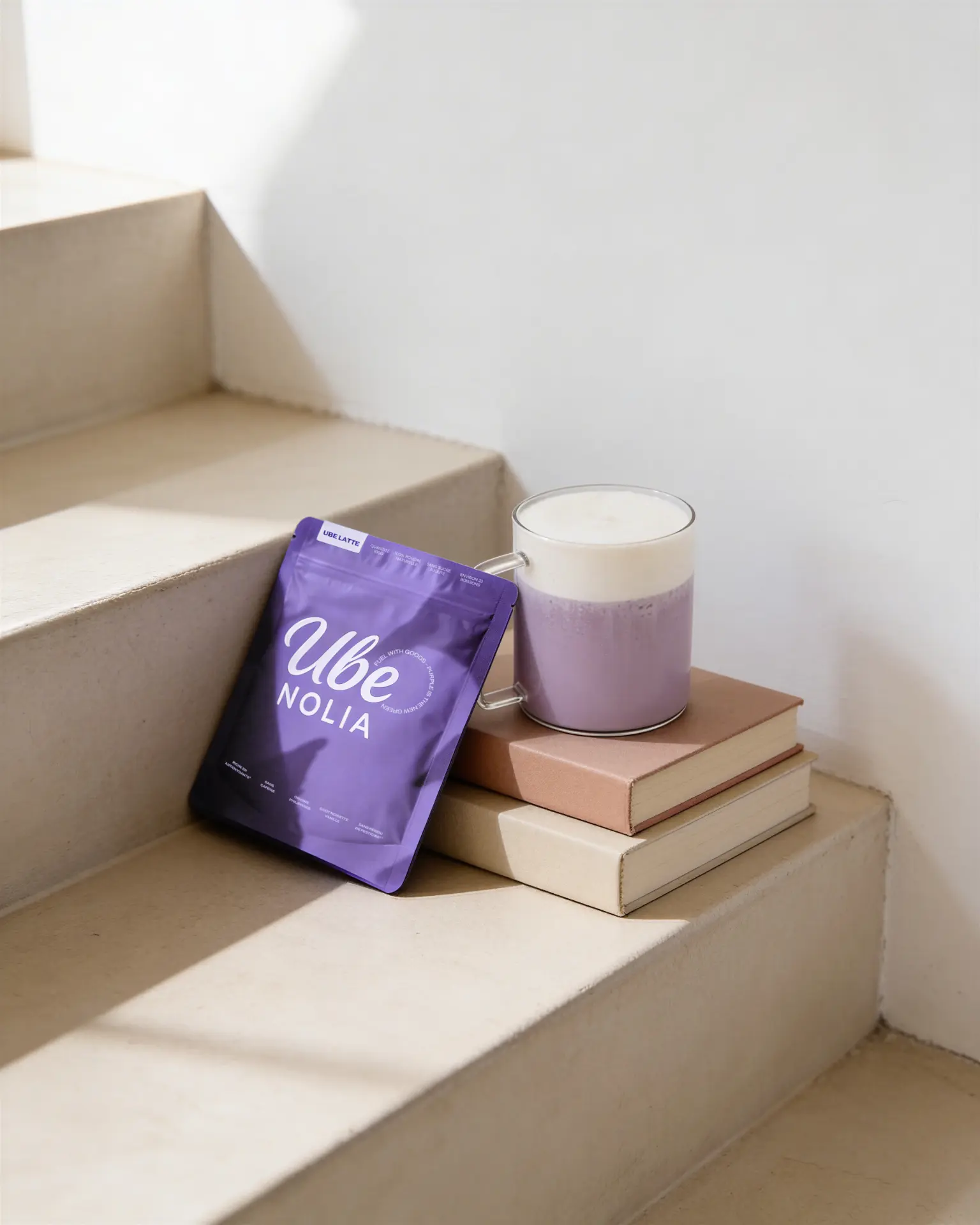 Sachet de poudre d'ube 100 % pure Ube Nolia avec un ube latte