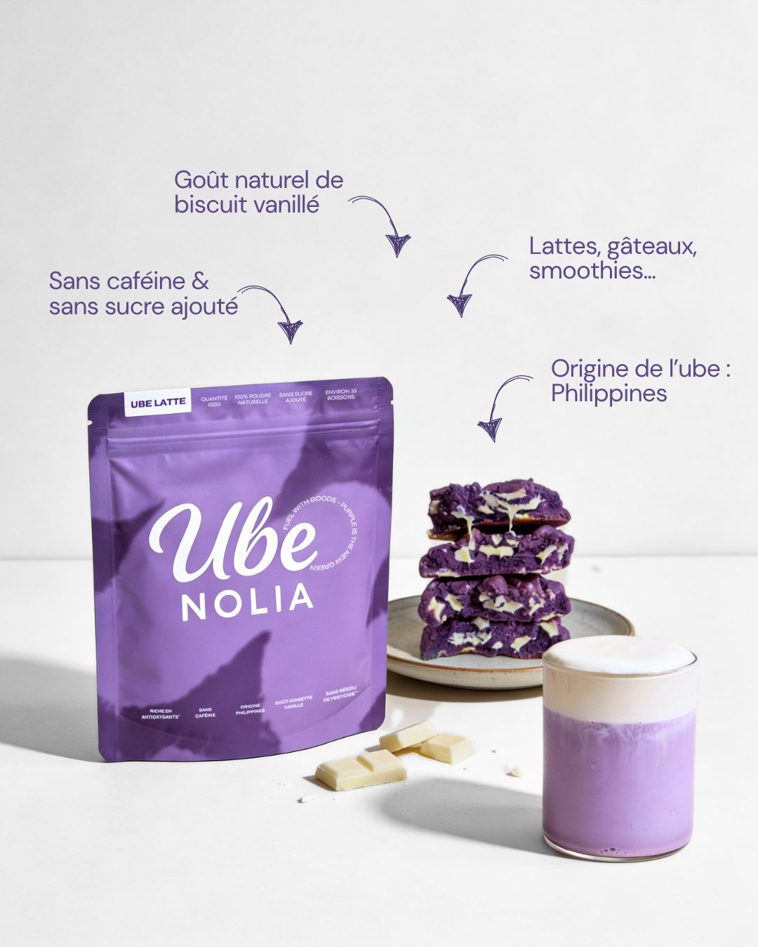 Bienfaits de la poudre d'ube Ube Nolia, riche en antioxydants
