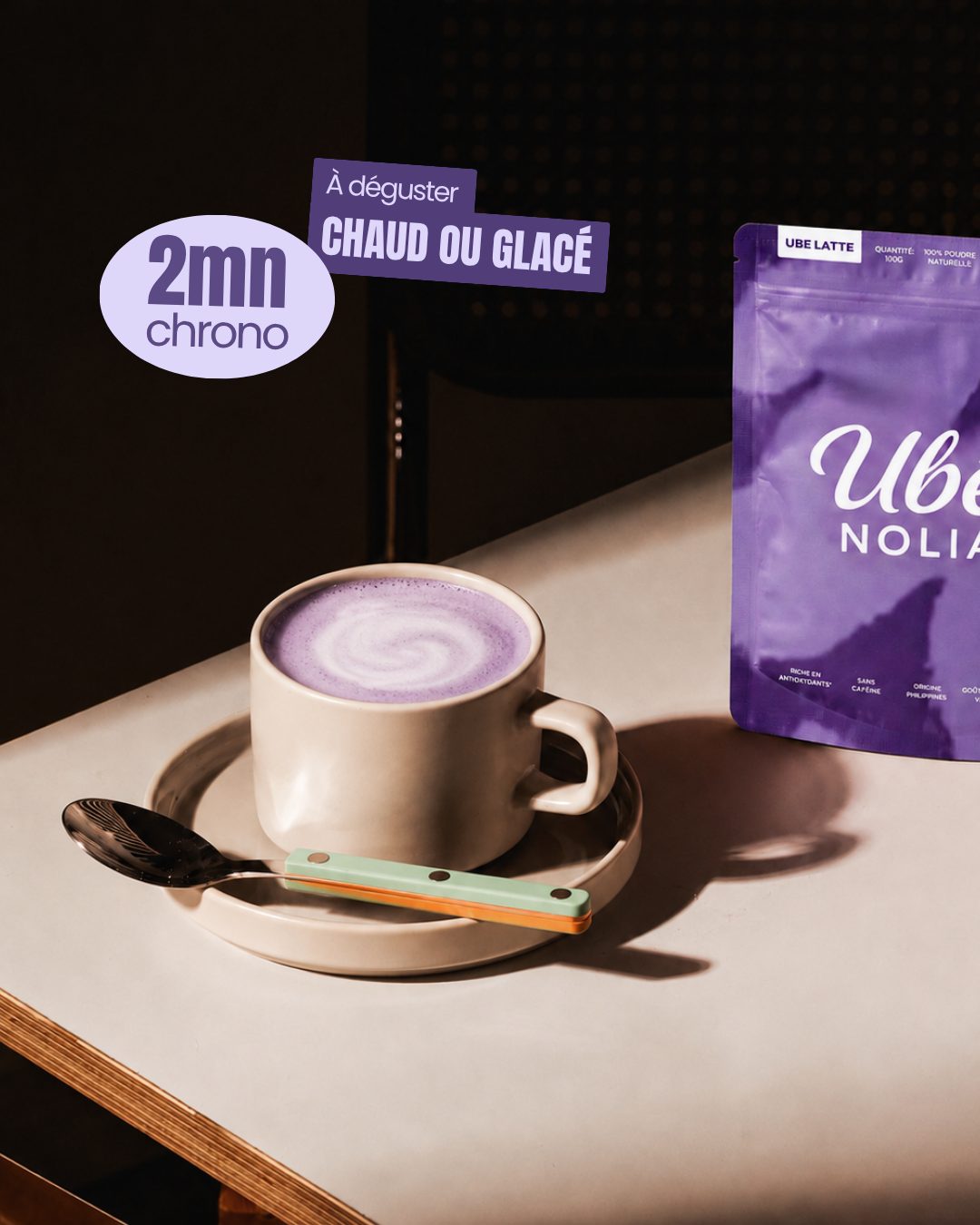 Ubelatte chaud ou froid, facile et rapide avec Ube Nolia