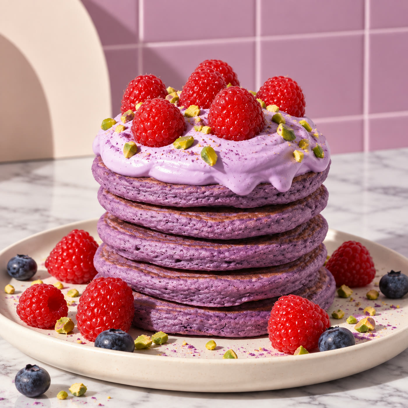 Recette de pancakes à l'Ube : Pancakes violets moelleux
