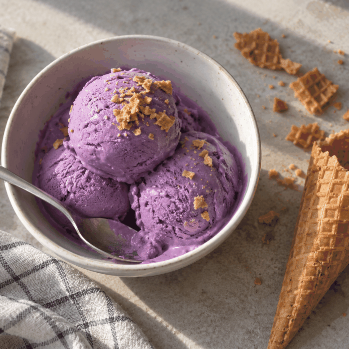 Recette de glace à l'Ube : Glace crémeuse à l'igname violette
