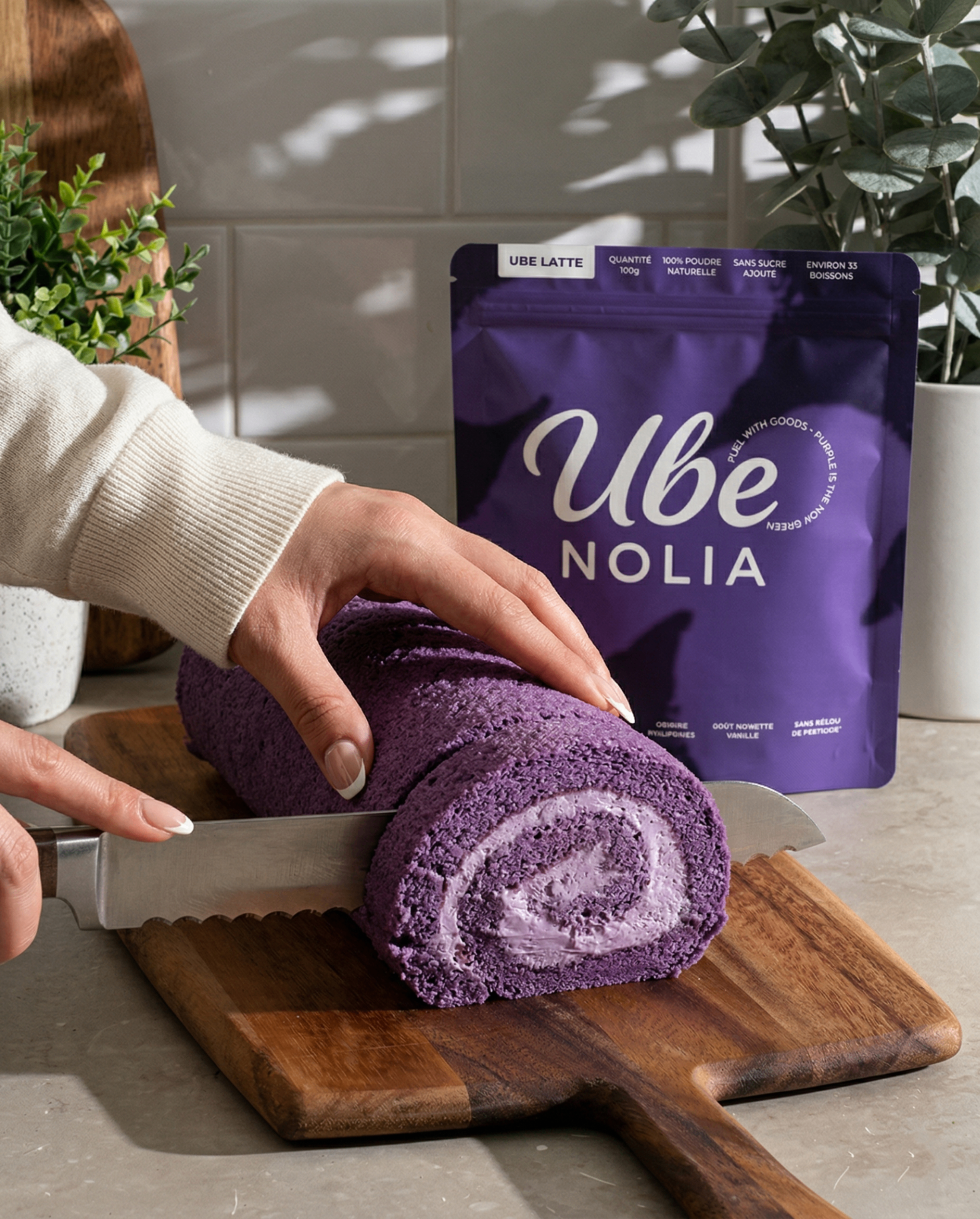 Ube Roll Cake : Le gâteau roulé suisse au chiffon doux et violet