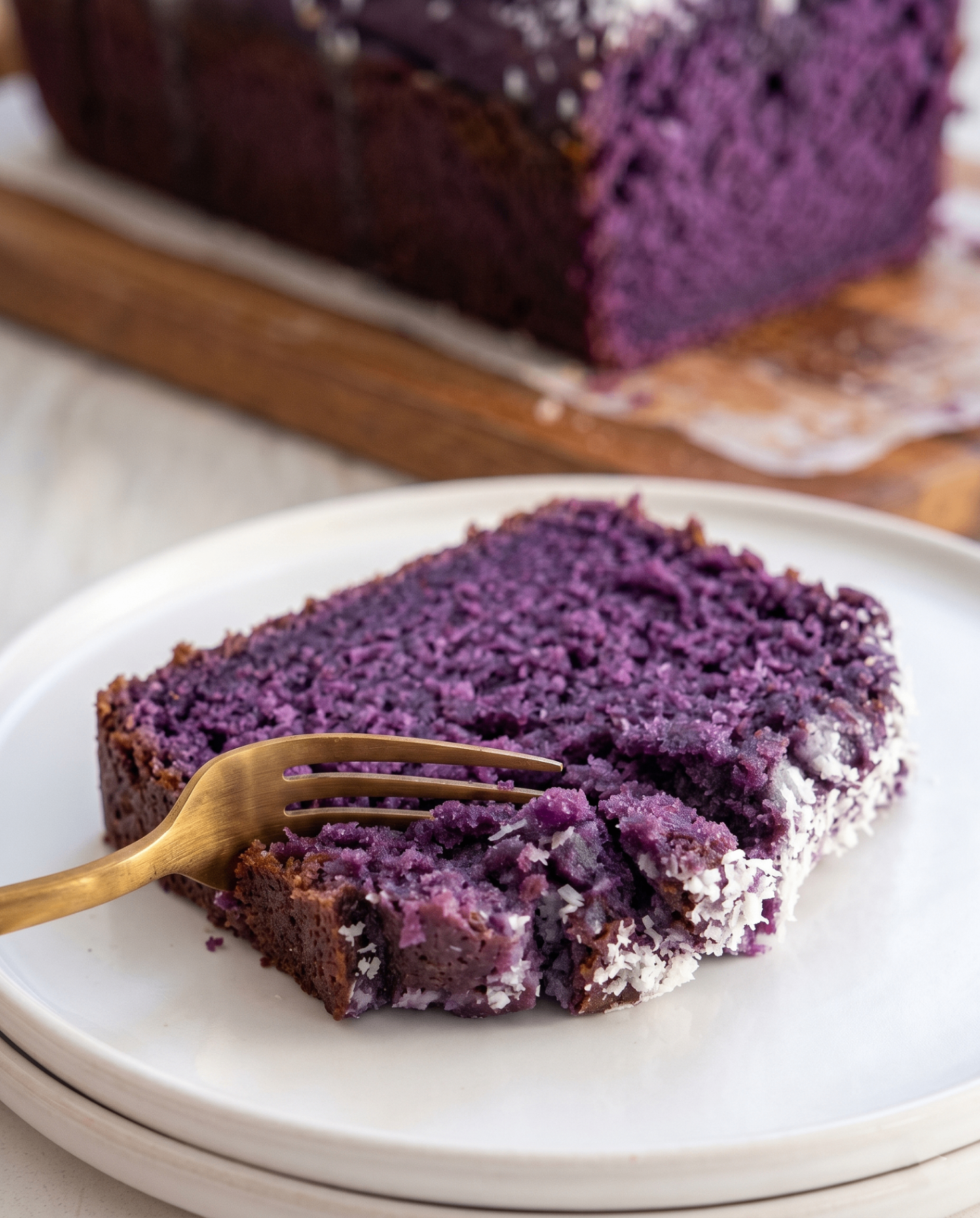 Cake Ube Coco: Moelleux Gâteau Violet avec Glaçage Coco Neigeux